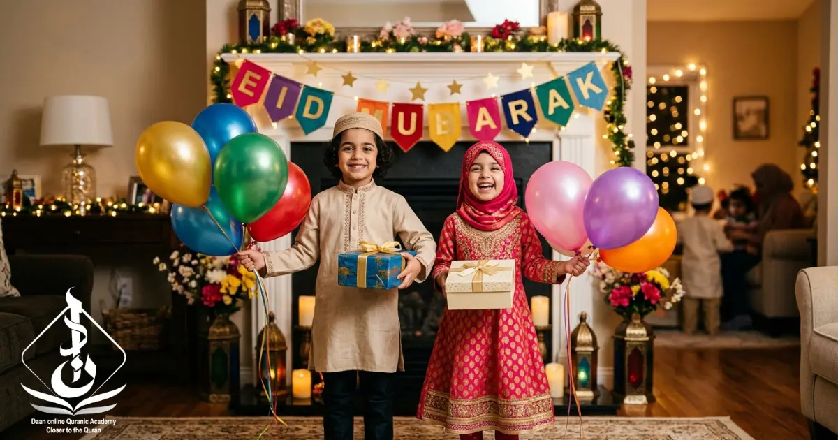 Eid gifts for Muslim children in the West — beautifully wrapped Eid presents representing how to make Eid gifting special and memorable for Muslim kids in Western countries