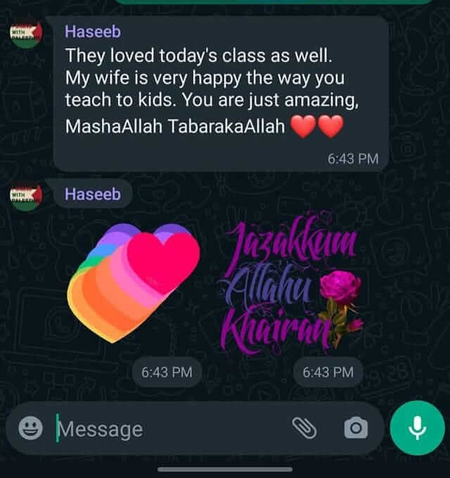 Positive experience with online Quran tutoring