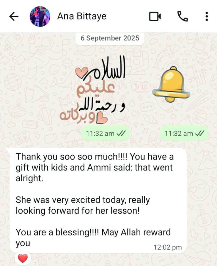 Family testimonial about Quran learning progress
