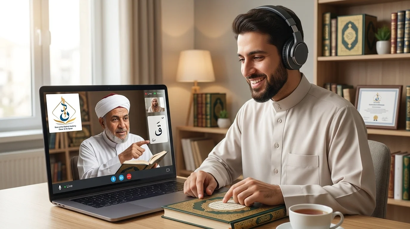 short quran surahs — student reciting Al-Ikhlas during a live online Tajweed session