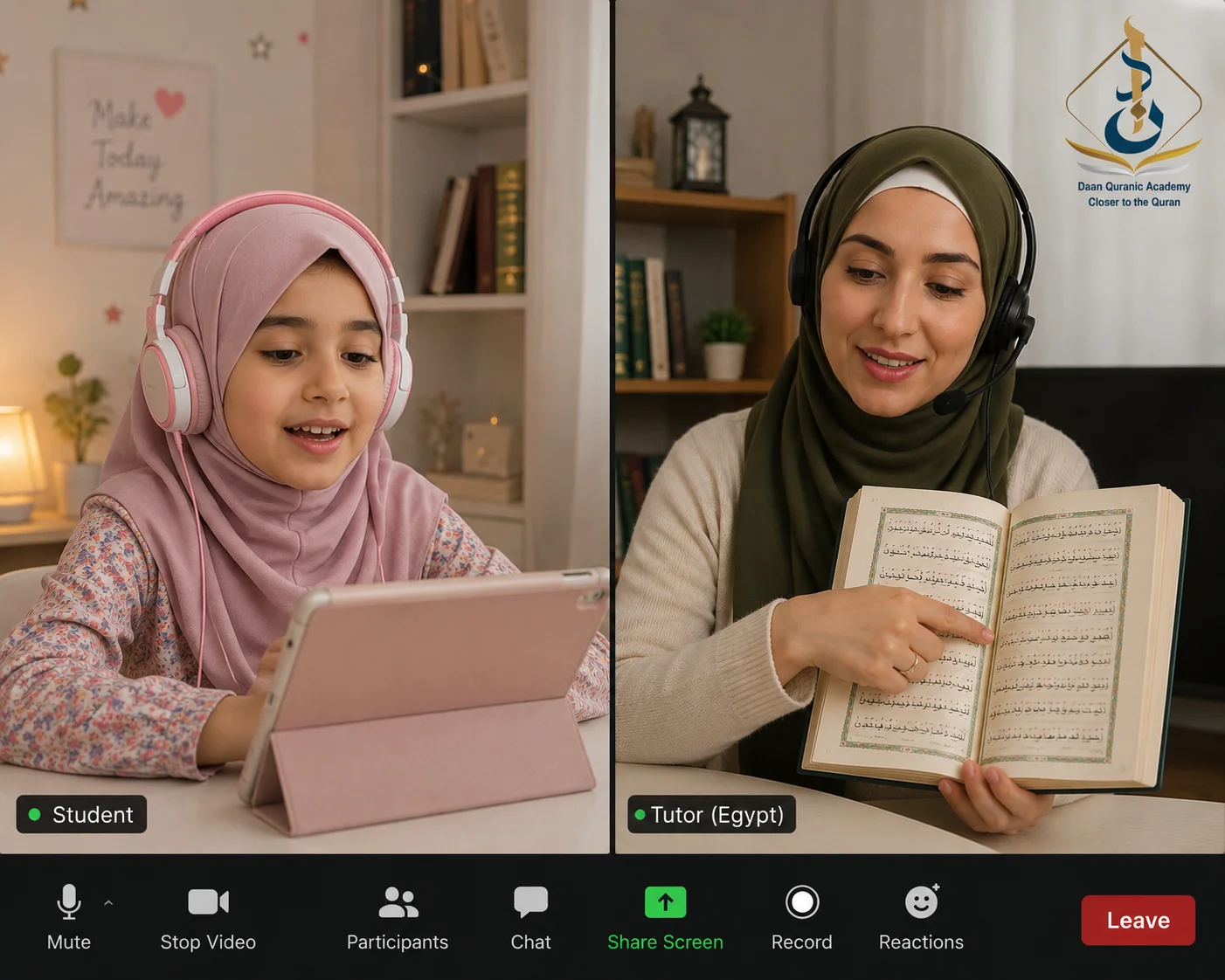 rules of ikhfa in tajweed — student and native Egyptian tutor in a live one-on-one Tajweed correction session